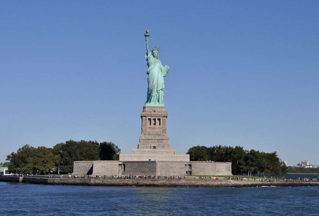 The Statue of Liberty in New York harbor